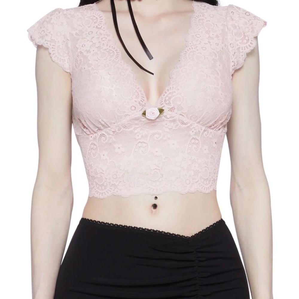 Pink Lace Crop Top